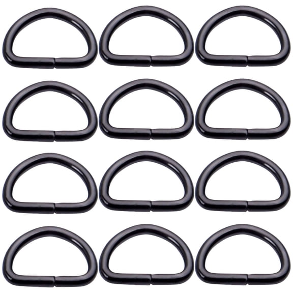 100 Pieces 1/2inch Metal Non Welded Black D Ring Buckles D-Ring Loop for Handbag Purse Clothes DIY Accessories