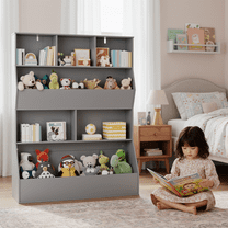 TLSUNNY 4 Tier Toddler Bookshelf, Wooden Cabinet, Toy Storage Organizer, Kids Bookcase for Playroom, Nursery, Classroom