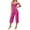 Hot Pink, variant on Women's Soft 2 Piece Athletic Outfits Solid Color Crop Cami Tops and Stretch Capri Wide Leg Pants Daily Workout Yoga Matching Sets Wine