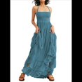 thumbnail image 1 of Vestidos Largos Bohemios Sexys de Verano Sin Espalda para Mujer Azul M, 1 of 5