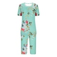 thumbnail image 4 of vigerkar Womens Pajama Sets Short Sleeve Top and Capri Pants 2 Piece Lounge Sets Summer Ladies Pjs Sets with Pockets Pj Loungewear Mint Green, S, 4 of 4
