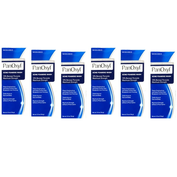Limpiador espumoso PanOxyl Acne con peróxido de benzoilo al 10%, 165 ml x 6