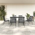 thumbnail image 1 of vidaXL 7 Piece Garden Dining Set Black Steel and Textilene, 1 of 5