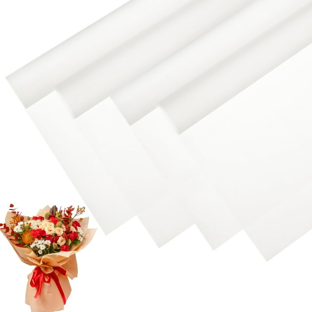 Papel de Regalo para Ramo de Flores de 20 piezas, 23 Pulgadas, Blanco Transparente
