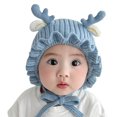 thumbnail image 1 of Gorro de lana para bebé Otoño Invierno Protección para los oídos Lindo asta Gorro de punto cálido para bebés Bebés Niños pequeños Azul, 1 of 8