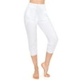 thumbnail image 3 of ALWAYS Women's Capri Jogger Lightweight Sweatpants with Pork Chop Pockets White M, 3 of 7