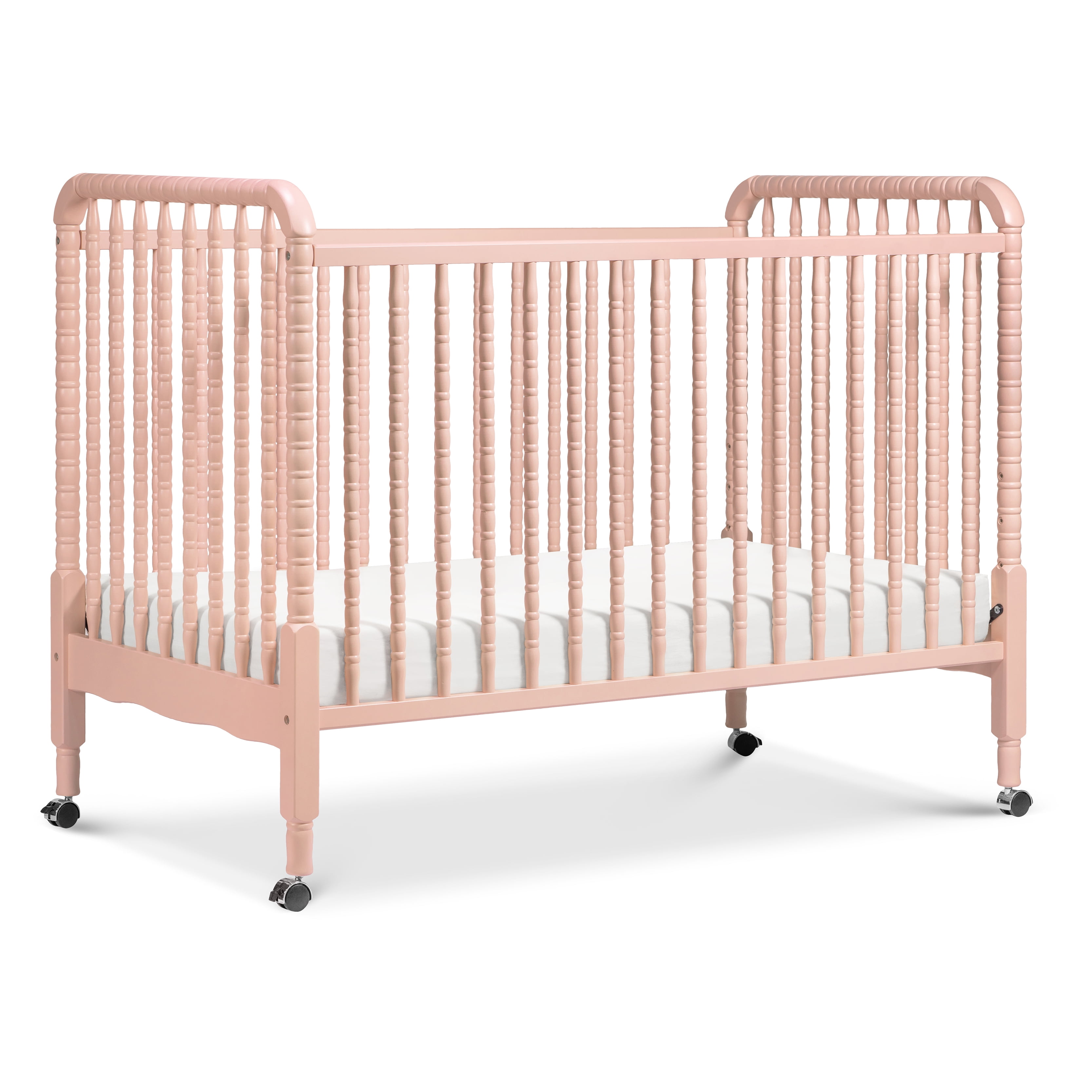 DaVinci Jenny Lind 3,in,1 Convertible Portable Crib in Blush Pink Greenguard Gold Certified 4-Adjustable Mattress Positions 