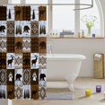 thumbnail image 3 of Manfei Woodland Moose Shower Curtain 72Wx72L, Bohemian Aztec Plaid Bathroom Curtain, Dark Brown White, 3 of 5
