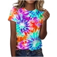 thumbnail image 2 of Uootdi Women's Tees Crew Neck Short Sleeve Tie Dye Print Tops Casual Loose Fit T Shirts Gift, 2 of 6