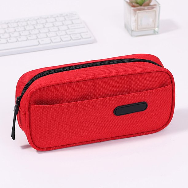 Fiudx Estuche para Estudiantes, Gran Capacidad, Diseño Multicapa, Portátil y Ligero, Tela Oxford Resistente, para Uso Escolar o de Oficina, Colores Rojo y Rosa, Tamaño 22 X 10 X 5,5 Cm.
