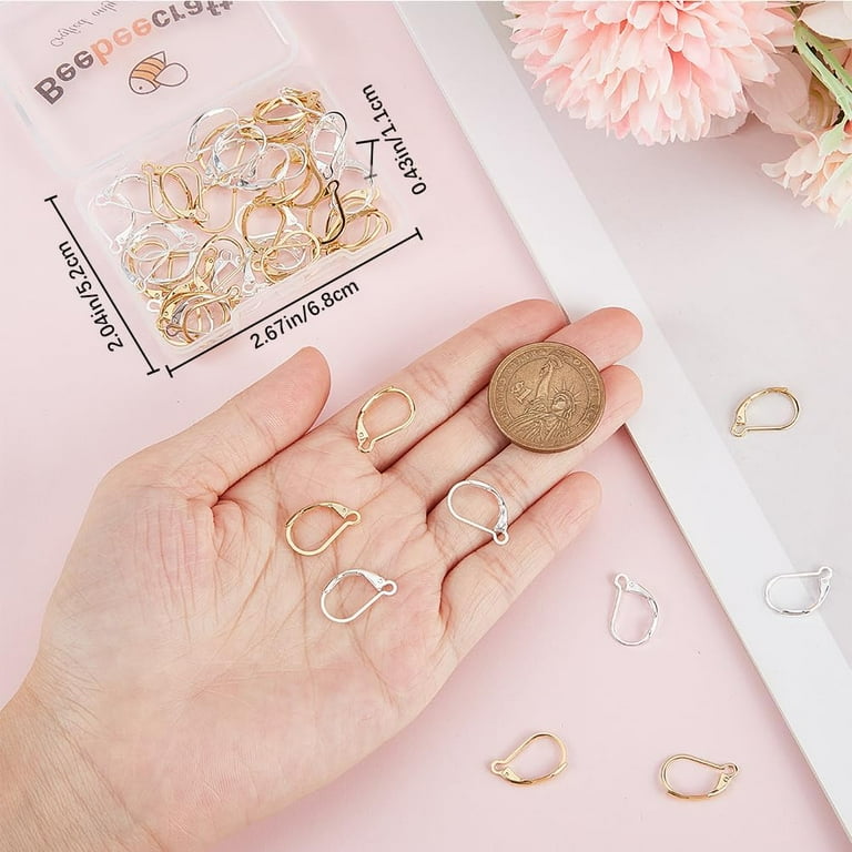 Box 60Pcs Leverback Earring Findings 24K Gold 925 Sterling