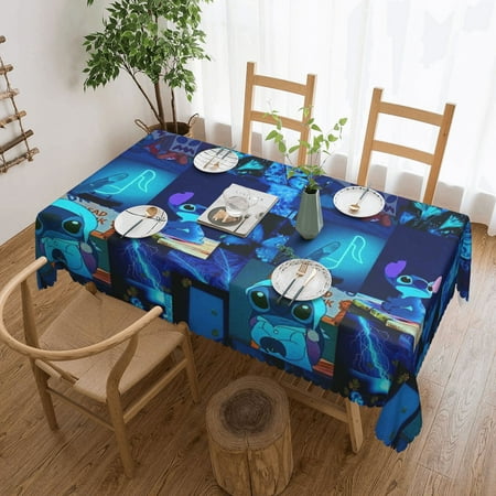

Anime Cute Lilo and Stitch Angel Rectangular lace Table Cloth Anti-oil and water-repellent Polyester Table Cover for Kitchen Restaurant Party Picnic Dinner Banquet Patio Cartoon (116)