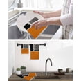 thumbnail image 5 of Orange Black Kitchen Dish Towels for Drying Dishes Set of 2, Farmhouse Striped Modern Abstract Art Waffle Weave Microfiber Hand Tea Bathroom Towels Quick Dry & Absorbent Towel 15.7x23.6, 5 of 7