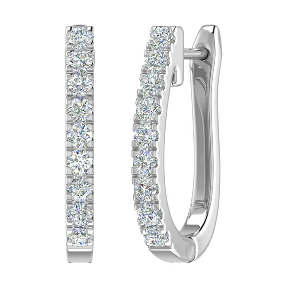 1/2 Carat Diamond Hoop Earrings in 10K White Gold