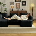 thumbnail image 6 of Ktaxon U-Shaped Sectional Sofa 112" W 3-Seater Corduroy Boneless Couch with Movable Ottoman Chaise for Living Room Black, 6 of 7