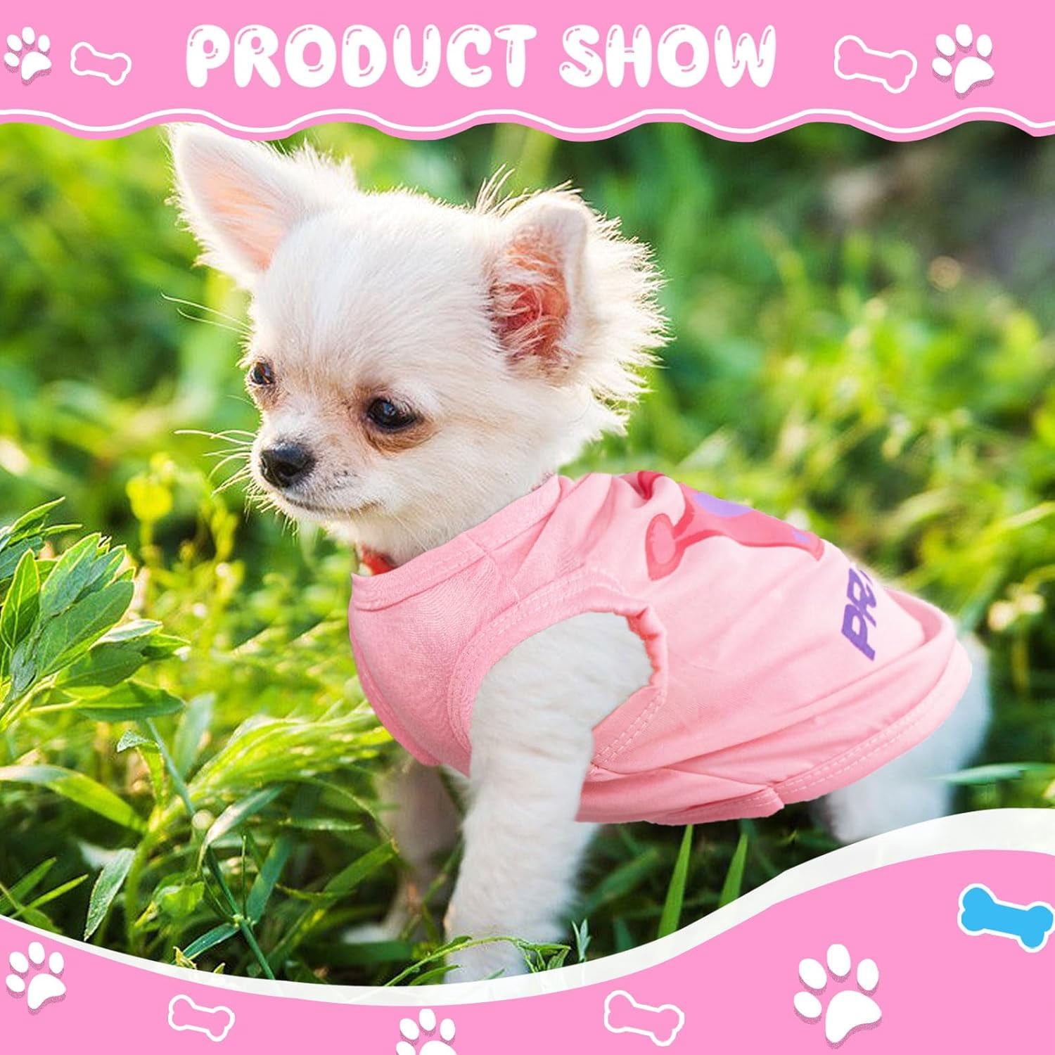 4 Pieces Puppy Clothes for Small Dogs Girl Summer Soft Puppy Clothes Cute Chihuahua Teacup Dog Clothes Female Dog Shirts Breathable Pet Clothing Pink Girl Dog Clothes (X-Small)