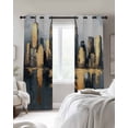 thumbnail image 4 of Gold Black Building Kitchen Curtains Modern Chic City Oil Painting Cafe Short Curtains for Bathroom Blackout Window Curtain Grommet Small Window Treatment Drapes for Bedroom Living Room 52"x45"x2, 4 of 9