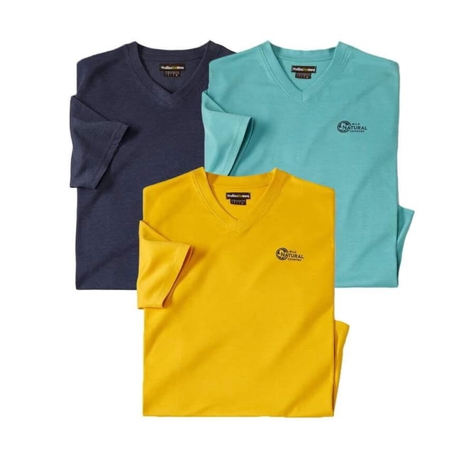 Atlas For Men T-Shirt Col en V pour Hommes (Lot de 3)