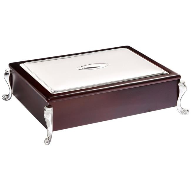 Silver Plate Wooden Tea Bag Chest