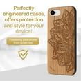 thumbnail image 2 of Case Yard Wooden Case Outside Soft TPU Silicone, Slim Fit Shockproof Wood Protective Phone Cover for Girls Boys Men and Women, Supports Wireless Charging Lotus Flower Design case for iPhone-SE, 2 of 7