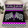 thumbnail image 2 of Erosebridal Racing Flag Sheet Set Twin, Checkered Bedding Sets Twin Size, Neon Geometry Decor 3-Piece, 2 of 7