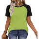 thumbnail image 5 of Camisetas de manga corta de verano para las mujeres Moda casual de manga de Raglan Color bloqueado Top, blusa de manga corta de las mujeres para la primavera, 5 of 8