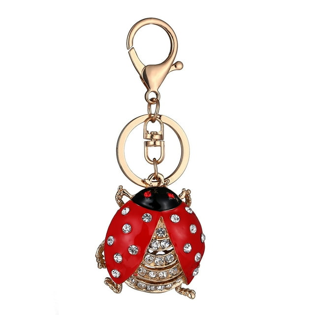 Ladybird Rhinestone Keychain Car Keyring Purse Bag Pendant Decoration Hanging Ornament Creative Gift