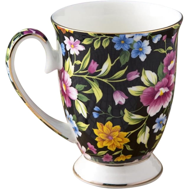 Bone China Coffee Tea, 300ml Bone China Tea, Floral Bone China Coffee, Portable Floral Tea Mugs, Durable Ceramic Floral Coffee Tea Mugs, Multi-Purpose Floral Coffee Mugs for Coffee Tea Cups Tea Mugs