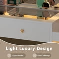 thumbnail image 4 of Makeup Vanity Desk with LED Lights and Mirror, Akaber 62" Large White Vanity with Power Outlet, 3 Lighting Modes, 4 Drawers & 2 Cabinets, Glass Top Vanity Table for Women Girls, 4 of 10