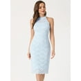 thumbnail image 4 of DARING DIVA Lace Halter Neck Sleeveless Bodycon Cocktail Sheath Dress L Light Blue, 4 of 6