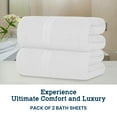 thumbnail image 2 of Casa Lino 2Pc Premium Bath Sheets (Extra Large) for Adults (72" x 36") - 100% Cotton, 400GSM, Ultra Absorbent (White), 2 of 6