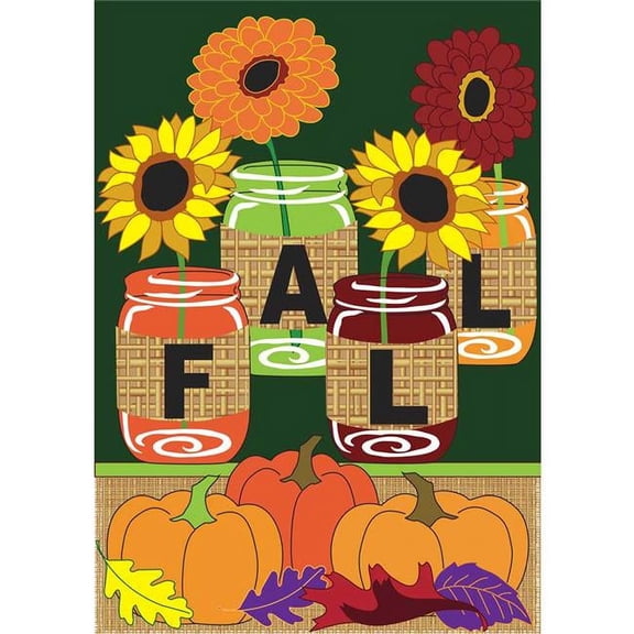 Magnolia Garden Flags 1104 13 x 18 in. Fall Mason Jars Burlap Outdoor Garden Flag