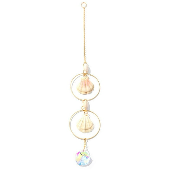 Godderr Natural Shell Pendant Decoration Sun Catcher Pendant Metal Crystal Pendant Chain Decoration