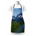 thumbnail image 3 of Idaho Apron, Real Life Scenery Photo Lake Fields and Mountains in Stanley Image, Unisex Kitchen Bib with Adjustable Neck for Cooking Gardening, Adult Size, Emerald and Dark Slate Blue, by Ambesonne, 3 of 4
