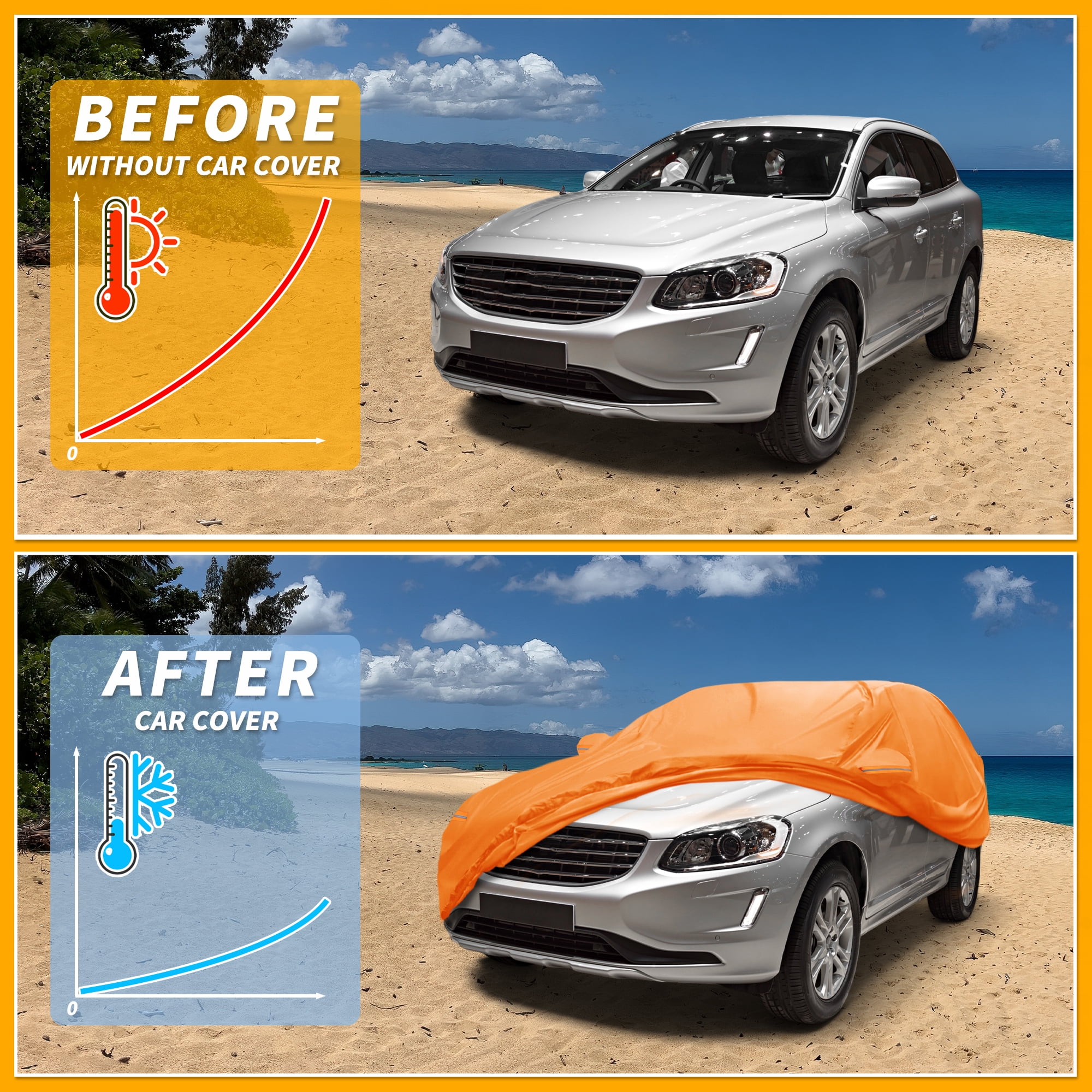 Unique Bargains Waterproof Car Cover for Volvo XC60 Aluminum Film Orange