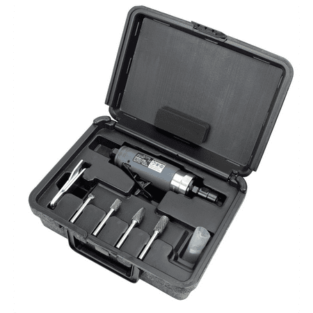 Ingersoll Rand Air Die Grinder Kit, 1/4" Collet, Burr, 25000 RPM, Rear Exhaust, 0.33 HP, Includes 4 Burs and Case