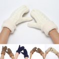 thumbnail image 3 of Gloves 1 Pair Windproof Fleece Functional Winter Full Finger Knit Padded Gloves, 3 of 4