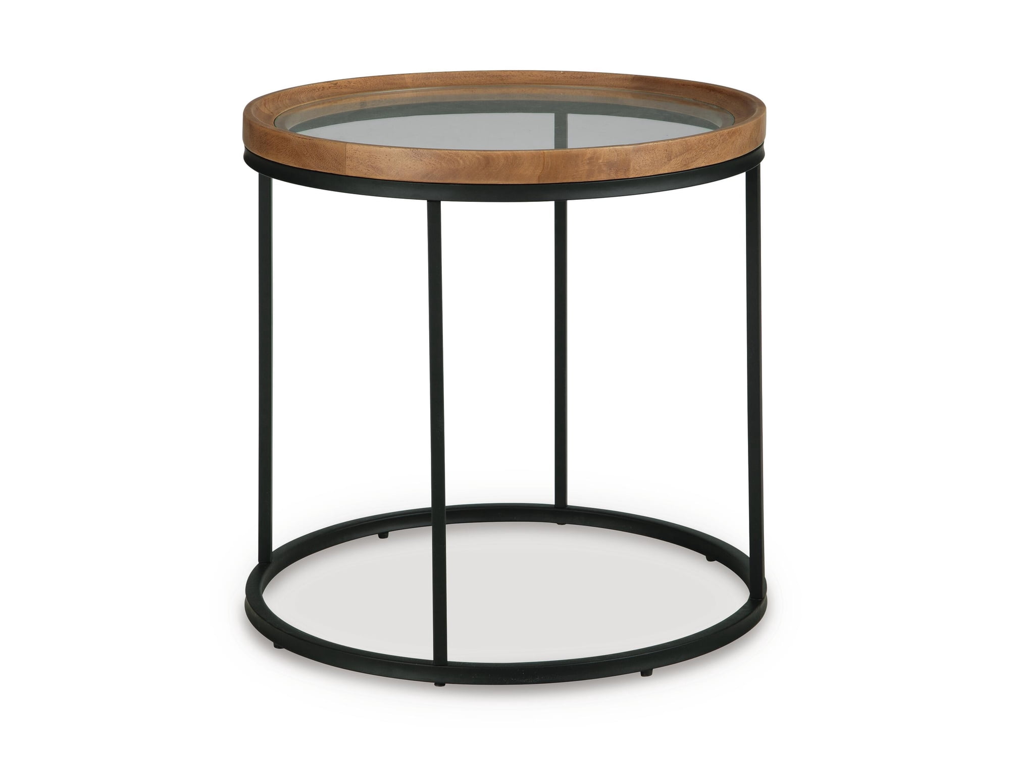 Signature Design By Ashley Noraluna Round End Table in Medium Brown/Black