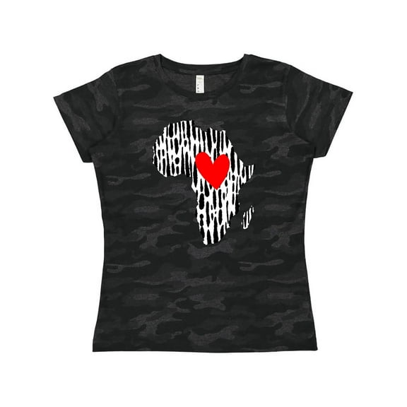 Inktastic Black History Month Ink Print African Heart Women's T-Shirt