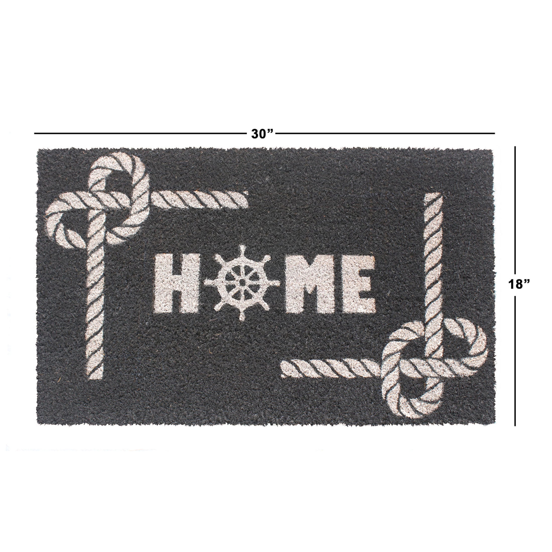 RugSmith Home Nautical Doormat, 18"x30" - White Outdoor Door Mat, Machine Tufted Coir Welcome Mat for Front Door, Coastal-Themed Doormat for Outdoor Entrance