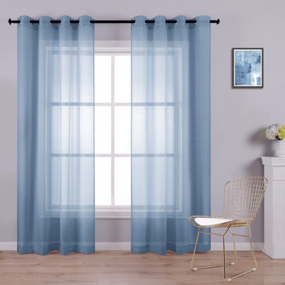 Juego de 2 paneles de cortinas KOUFALL, color azul transparente, 213 cm de longitud