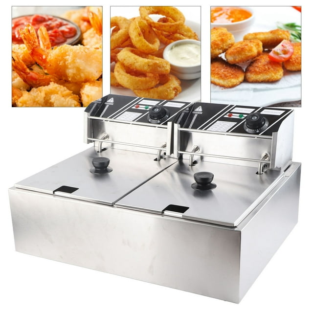 Machine à Friture Double, Friteuse Électrique en Acier Inoxydable à Contrôle Automatique de la Température, Détachable pour Cuisines Domestiques