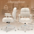 thumbnail image 3 of Costway Home Office Chair Chenille Upholstered Task Chair with Cushioned Back Beige, 3 of 10