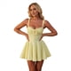 thumbnail image 3 of Vestido Mini de Encaje Y2k para Mujer, con Volantes en el Dobladillo y Lazo en la Espalda, Vestido Corto Fluido de Corte A, Vestido Ajustado para Fiesta y Club. Amarillo XS, 3 of 10