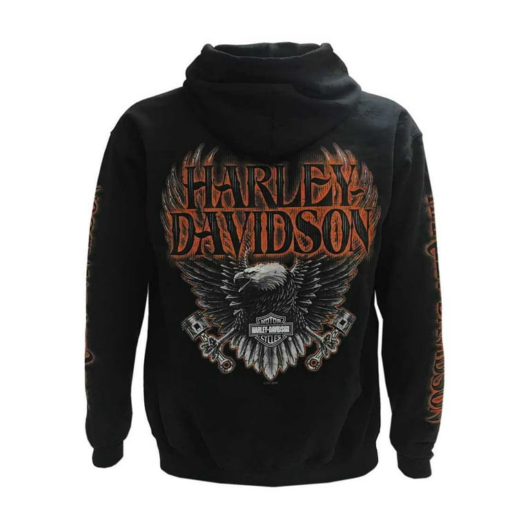 Harley Davidson Men s Eagle Piston Long Sleeve Full Zip Hoodie Black 4XL Harley Davidson