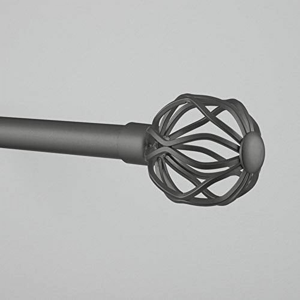 Exclusive Home Ogee 1" Curtain Rod and Coordinating Finial Set, Gunmetal, Adjustable 66"-120"