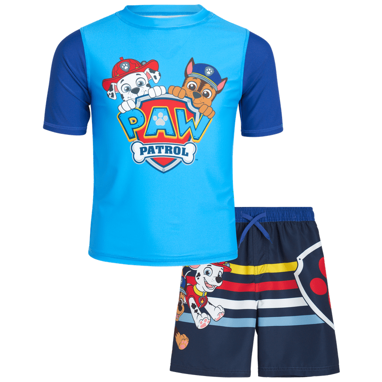 opbouwen het laatste Goedaardig Nickelodeon Boys' Paw Patrol Rash Guard Set – Chase, Marshall UPF 50+ Swim  Shirt and Trunks (2T-7) - Walmart.com