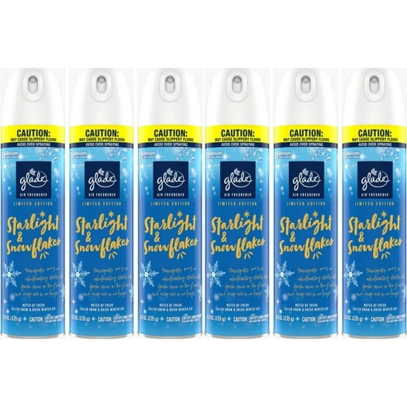 Glade Air Freshener Room Spray, Starlight & Snowflakes, 8.3 oz, 6 Count
