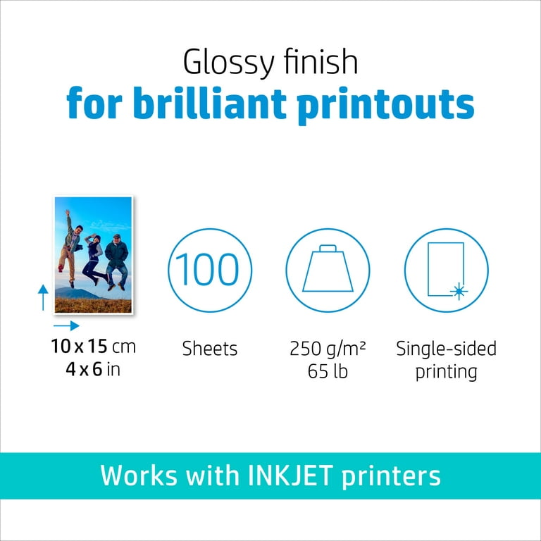 HP Inkjet Print Photo Paper, Glossy, 100 / Pack (Quantity