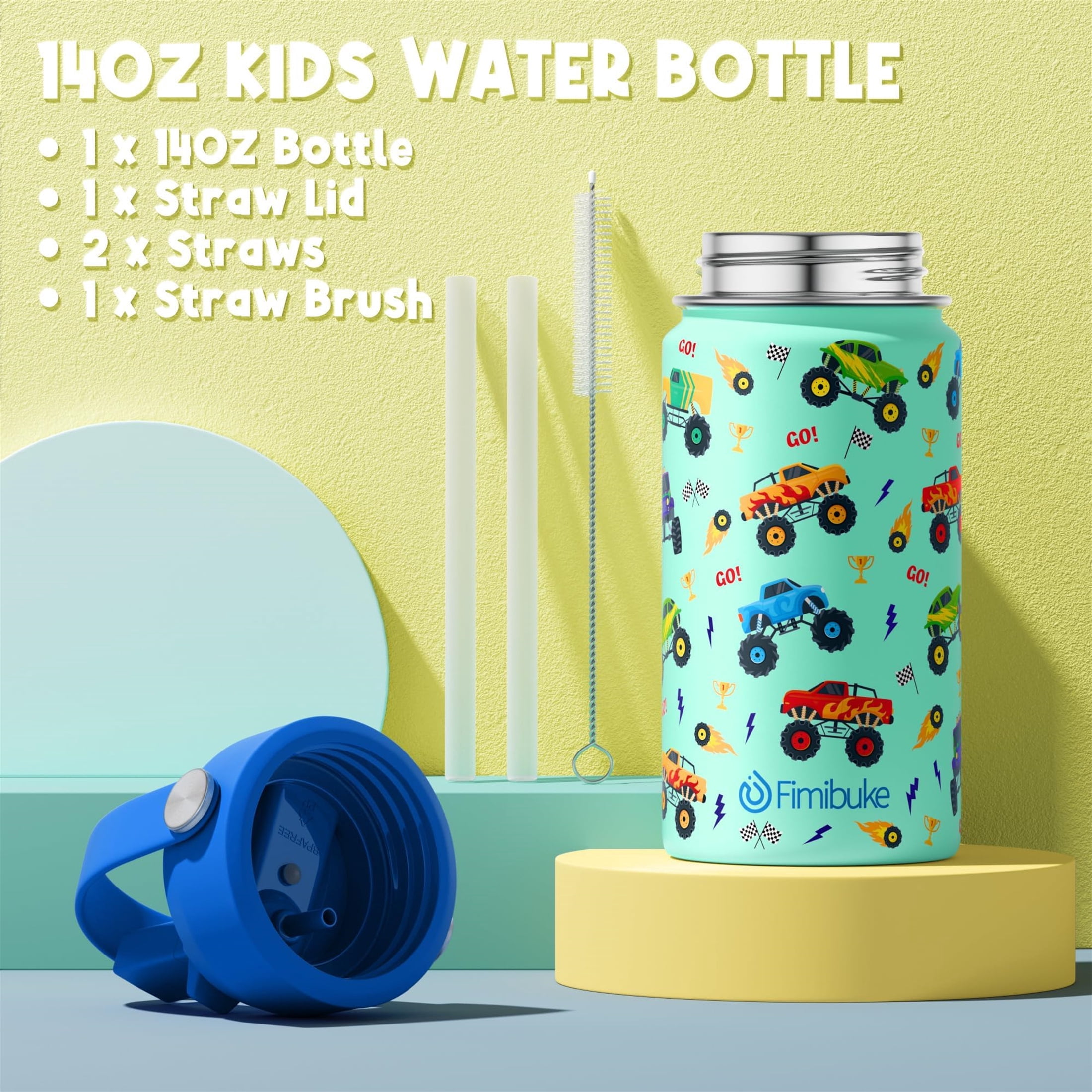 Bento Lunch Box Set for Teen Adult, Lunch Food Container 3-4 Compartment with 14 OZ Water Bottle, Food Jar, Insulated Lunch Bag, Sauce Cup, Utensils, Ocean Blue